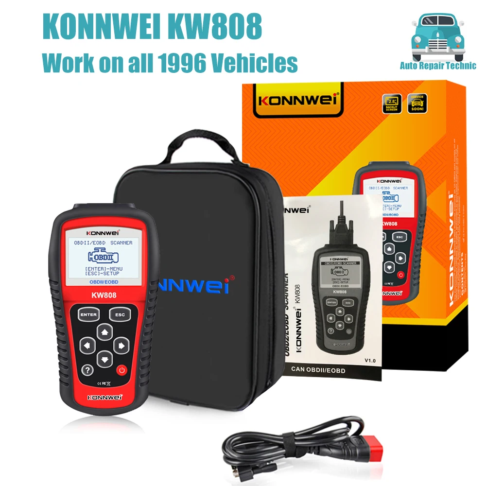 

KONNWEI KW808 OBD 2 Car Scanner OBD2 Auto Automotive Diagnostic Scanner Tool Engine Fualt Code Reader Odb Tools for Cars