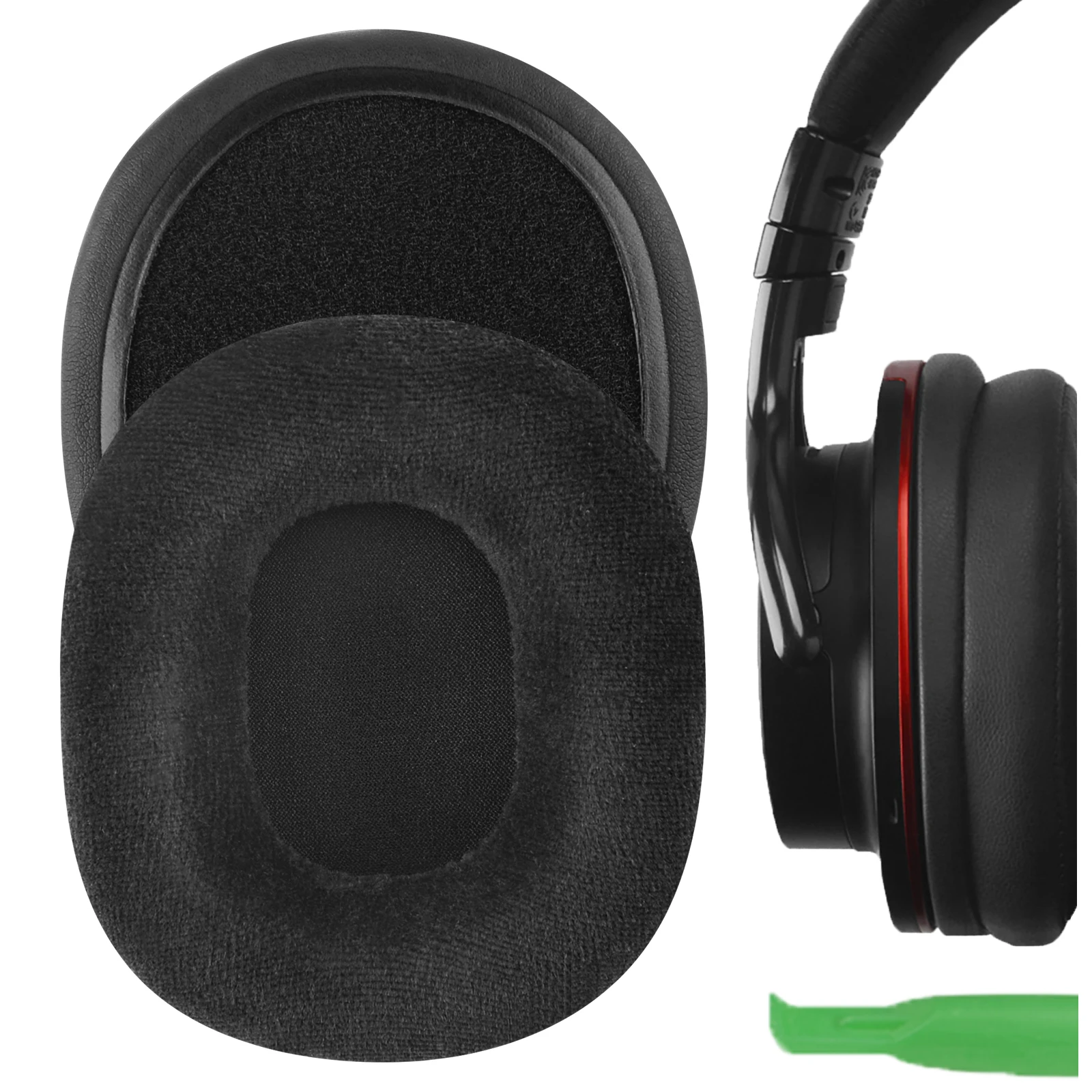 Geekria Comfort Velour Replacement Ear Pads for Sony MDR-1ABT, MDR-1RBT, MDR-1RNC Headphones Ear Cushions, Headset Earpads