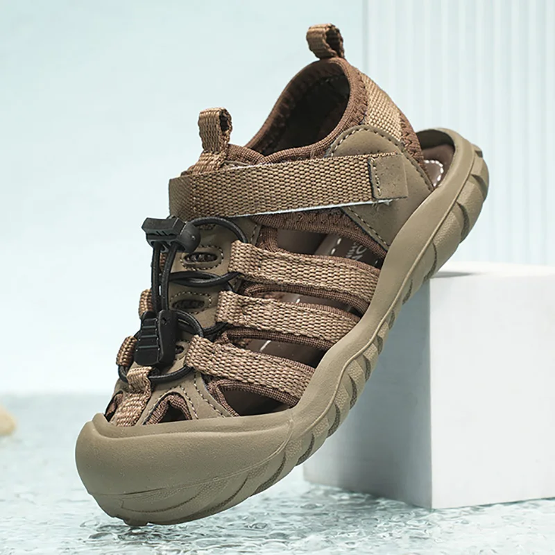 

Children's Sandals Bungee Cord Anti-Collision Toe Protection Summer Beach Sandals Outdoor Anti-Skid Wading Shoes Casual Sandals