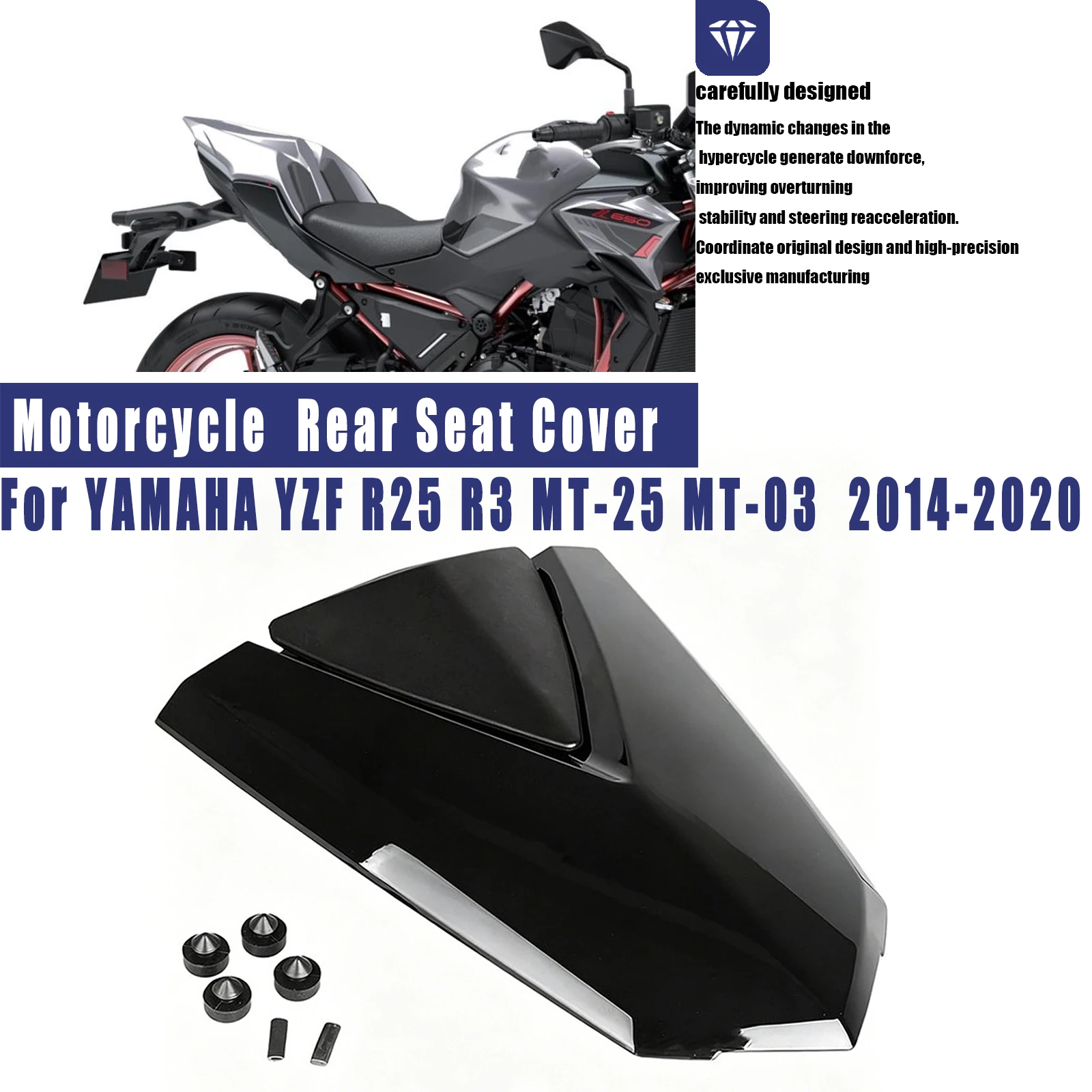 

Motorcycle Rear Seat Cover Cowl Pillion Fairing Passenger Tail Back Cover For YAMAHA YZF R25 R3 MT-25 MT-03 2014-2020