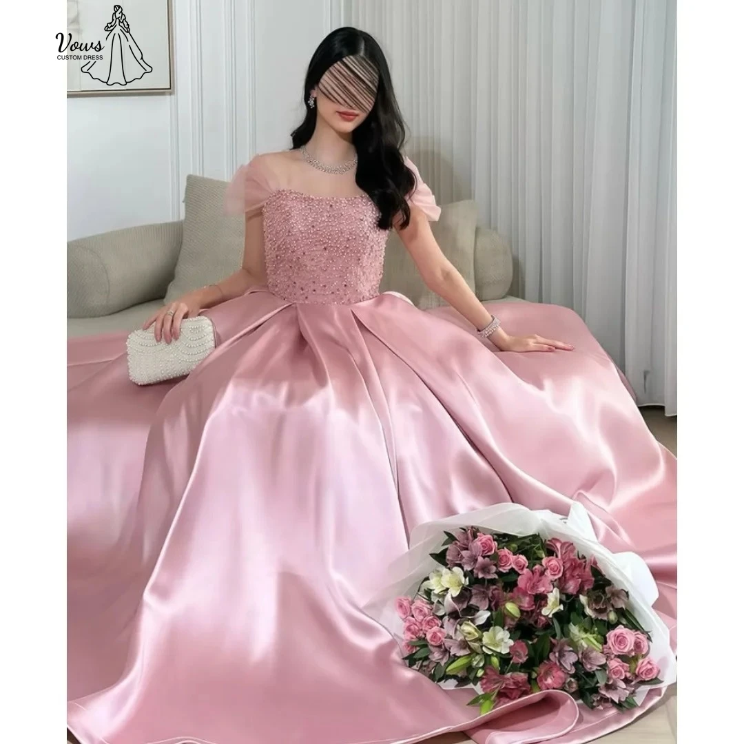 فساتين سهرة من Vows 2025 فستان حفلات أنيق نسائي فاخر 2025 خط كتف بطاقة مصنوع حسب الطلب فستان زفاف الضيوف فستان حفلات #1