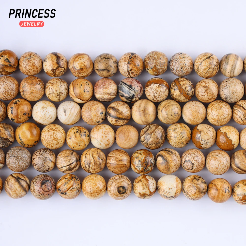 A++ Natural Picture Jasper 4 6 8 10 12mm Loose Beads for Jewelry Making Bracelet Necklace Needlework DIY Accessories