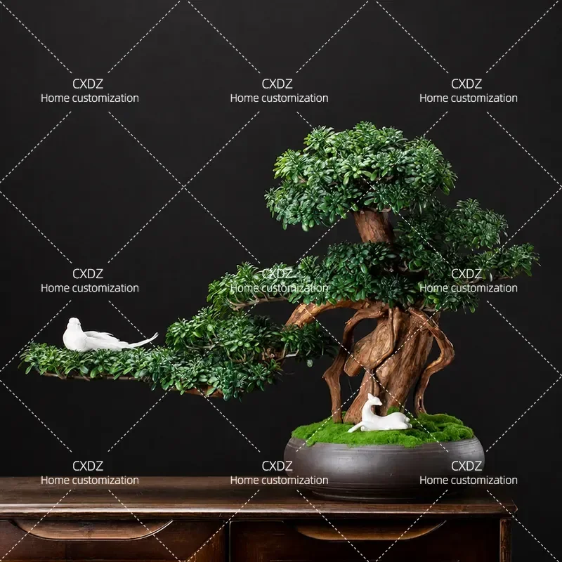 Simulation Welcome Pine Bonsai Entrance Ornament Home Decoration Indoor Desktop New Chinese Style Yabai Lohan Pine Ornament