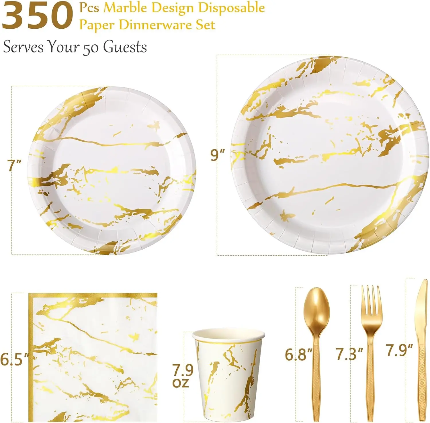 Bokon 350 Pcs Thanksgiving Disposable Dinnerware Set Include 100 Plates 50 Paper 9 Oz Cups 50 Sets Spoons Forks Knives 50