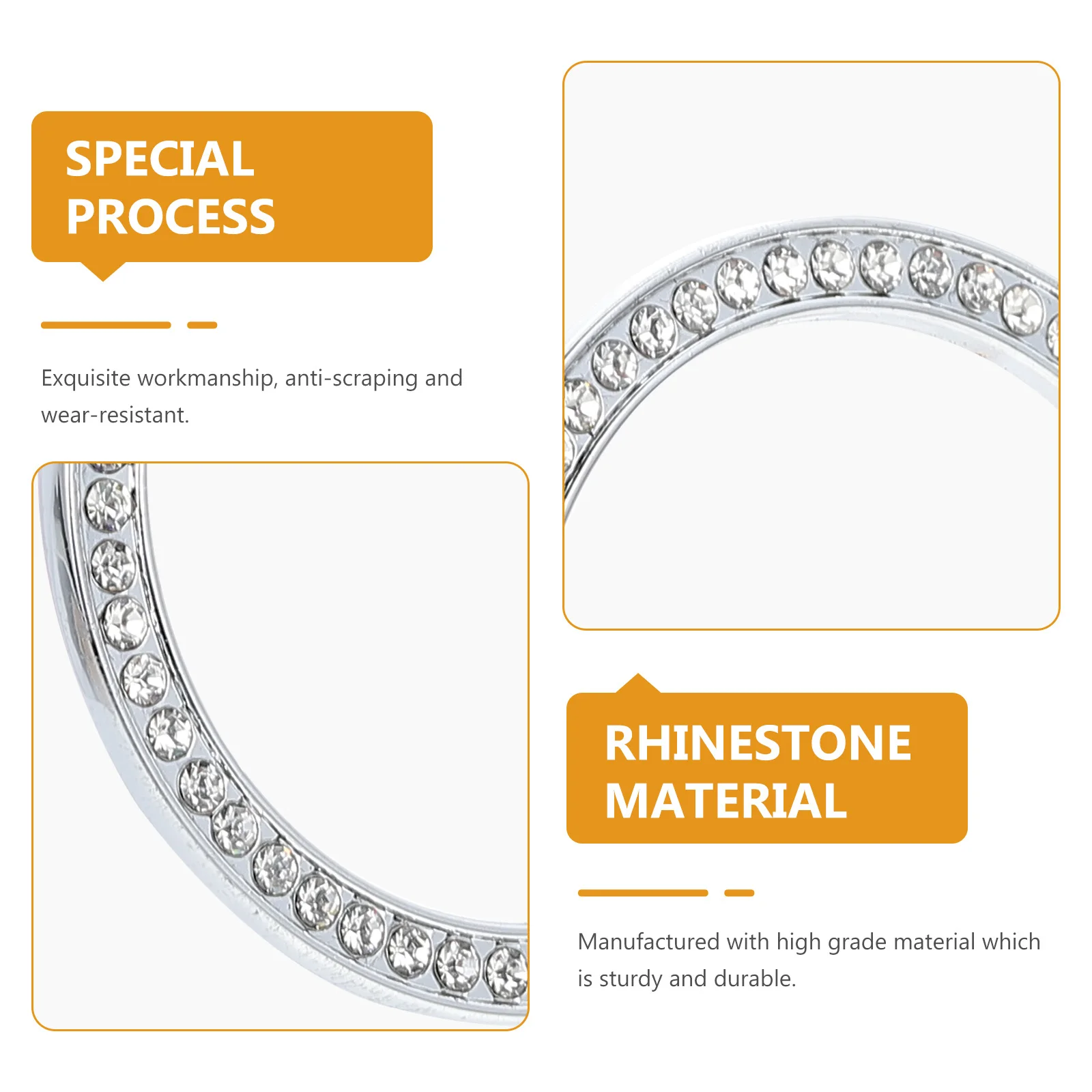 

Decorative Dashboard Clock Frame Rhinestone Car Interior Clock Ring Cover Trim Sticker Durable Automotive Decoration