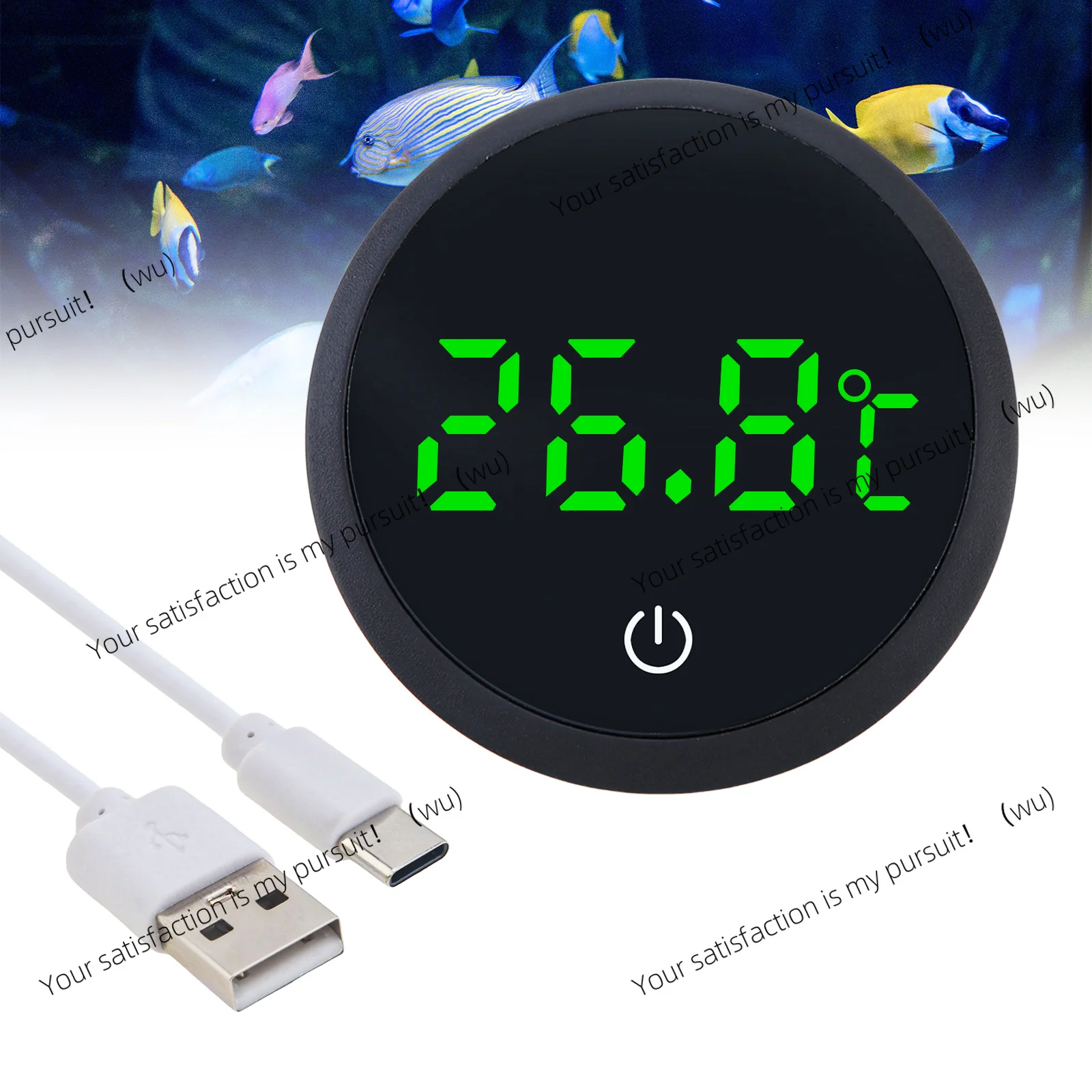 Wireless Rechargeable Digital Aquarium Thermometer Degree Celsius LED Display Fish Tank Temperature Measurement Tool