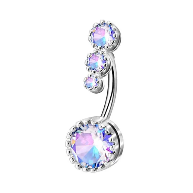 1PC Stainless Steel Belly Button Rings Round Crystal CZ Dangle Navel Ring Belly Piercing For Women Sexy Body Jewelry Ombligo 14G