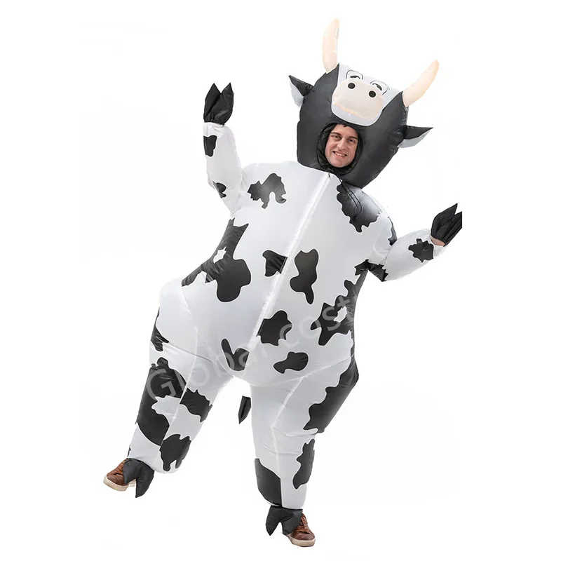 Disfraz inflable de vaca para hombre y mujer, ropa divertida de animales para Cosplay, fiesta de carnaval, espectáculo, Día de Acción de Gracias, vacaciones, vestido elegante