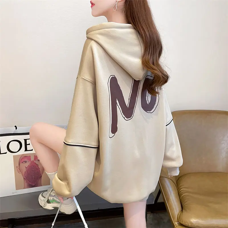 여성용 레터 프린팅 후드티, 저렴한 청소년 의류, 드롭쉬핑, 에모 플리스 여성 후드탑, 텍스트 포함