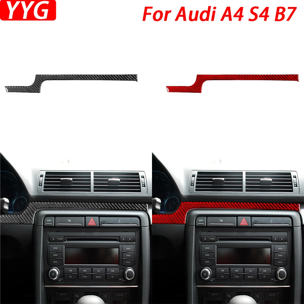 

Для Audi A4 S4 B7 2005-2008 настоящее углеродное волокно, центральная панель управления, декоративная полоса, аксессуары для салона автомобиля, наклейка