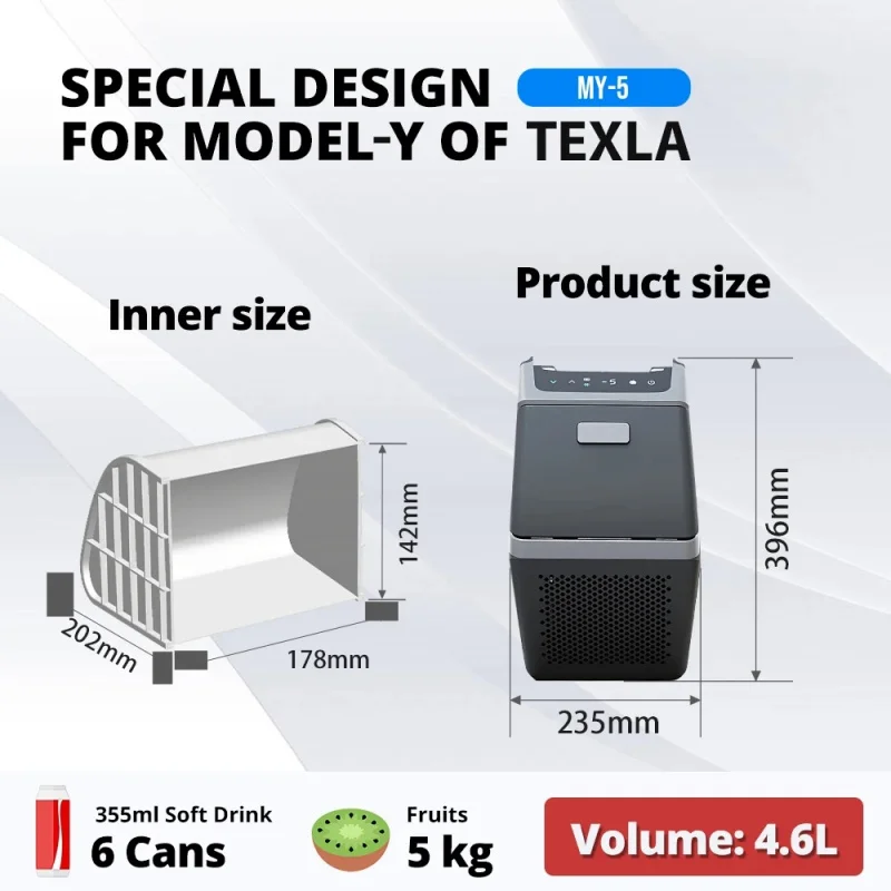 Specialized Design 4.6L 12V/24V Mini  Car Fridge With Cooling and Warming for Texla MY-5 Armrest Refrigerator