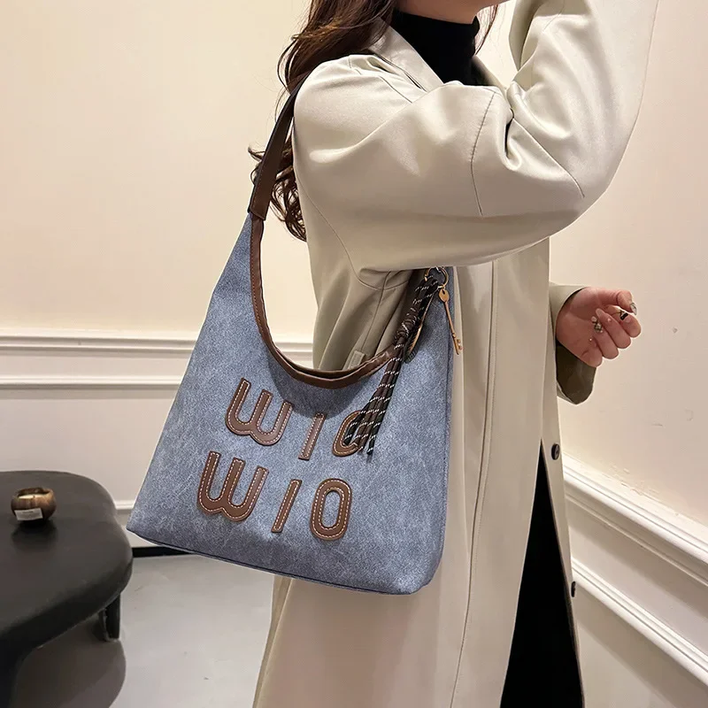 

​ ​ Сумка подмышки в корейском стиле 2025 SS, просторная женская сумка-трансформер с верхней ручкой и сумка через плечо, сумка в стиле ретро «день-ночь»