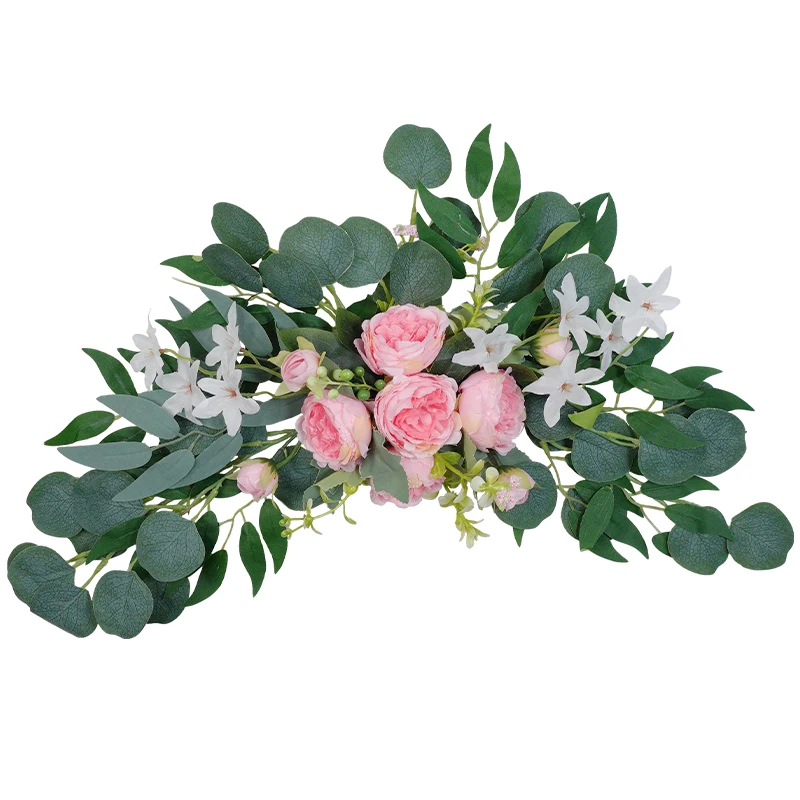 1PC Künstliche Hochzeit Bogen Blumen Boho Rote Rose Eukalyptus Girlande Vorhänge Hause Dekoration Hochzeit Dekorationen Willkommen Zeichen – Detail 11
