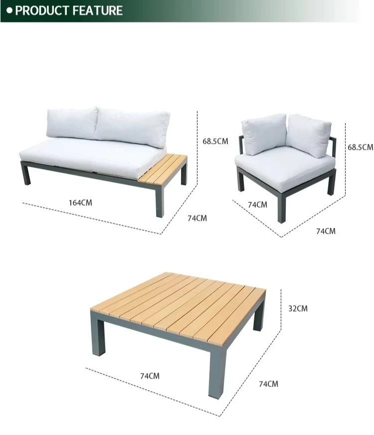 دفعة خارجية حديثة أثاث من القماش المقاوم للماء مجموعة أريكة خارجية للحديقة #6