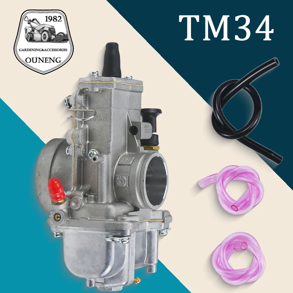 

TM34 34MM Carburetor For Honda XR250 Fit On YAMAHA SUZUKI KTM Kawasaki TMX34 34mm Flat Slide Smoothbore TM34-2 42-6100 Carb