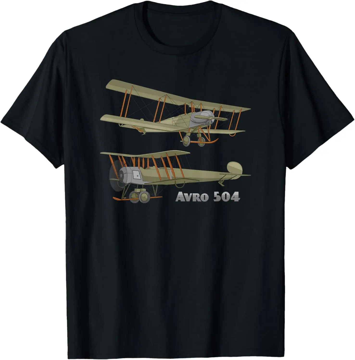 

Avro 504 British WW1 Biplane Plane Diagram T-Shirt Short Sleeve Casual 100% Cotton Shirt
