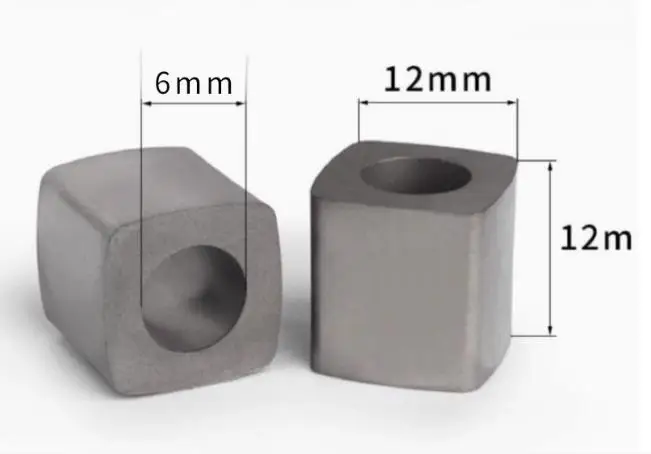 

(5PCS Pack) 12x12x12xØ6mm DK7740 Power Feed Contact for Suzhou HANQI, TAIZHOU WEDM-HS/MS machine HIGH/MEDIUM Speed wire cutting
