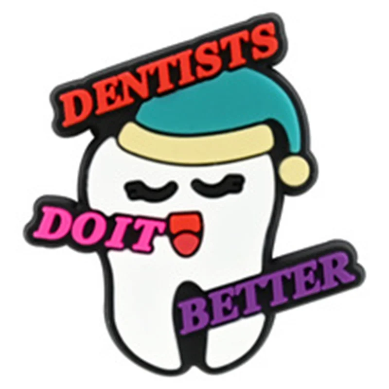 Tooth Toothbrush Love Dentist Rooting For You Teeth Protect PVC Shoe Charms For Clogs Pins Sandals Shoes Decoration