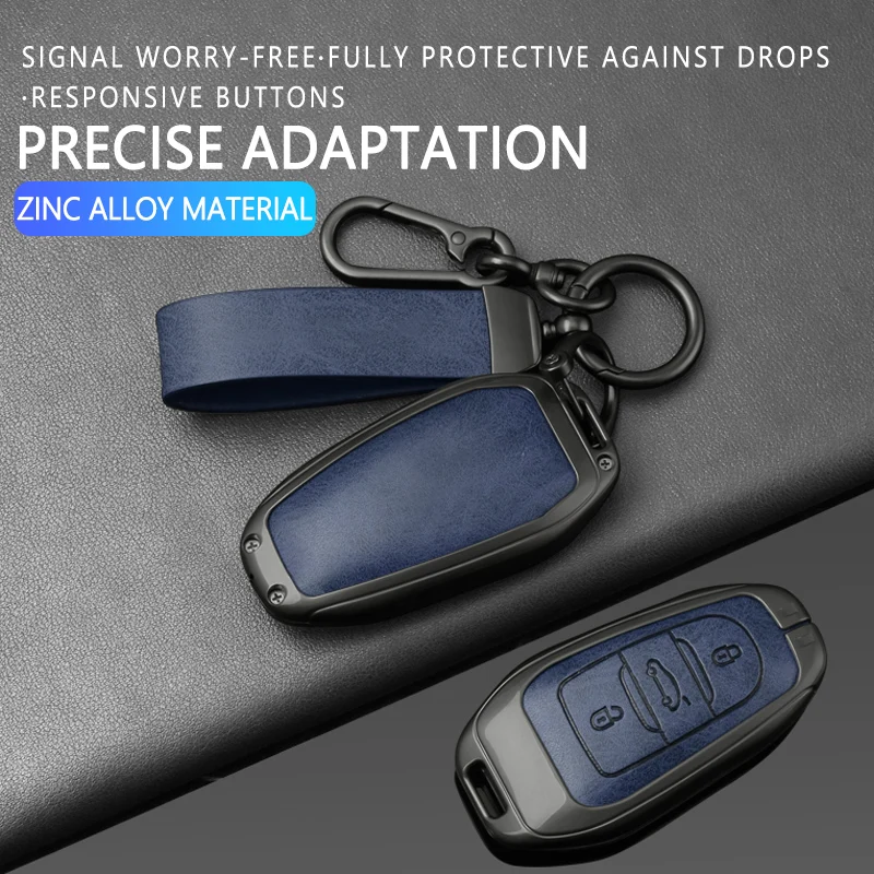 Metal Leather Key Case For Peugeot 408 2008 3008 5008 308 4008 508 Car Key Protective Cover Remote Control Guard Carcasa Cubiert