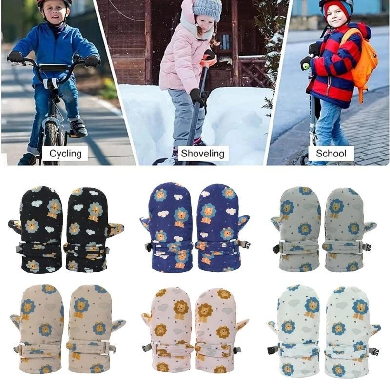 

J15U Winter Gloves Kids Fleece Lined Water Proofing Snow Mittens for Boys Girls