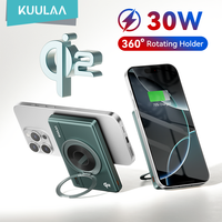 KUULAA Qi2 30W Magnetic Power Bank 10000mAh 15W Wireless Portable Charger with Stand Powerbank for Magsafe for iPhone 16 15 Pro
