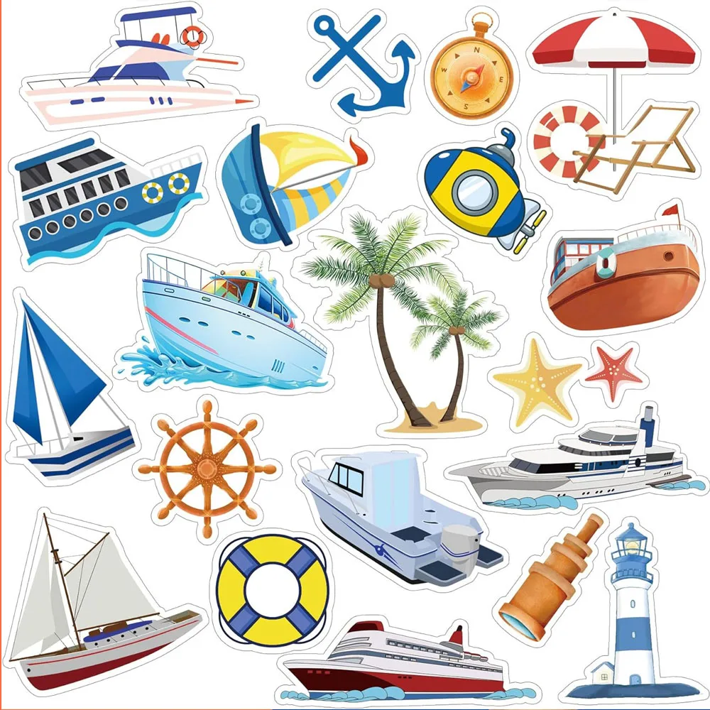 

Cruise Thick Gel Clings Window Decals 21Pcs Removable and Reusable Sea Navigation Ship Car Thick Gel Stickers for Carnival Party