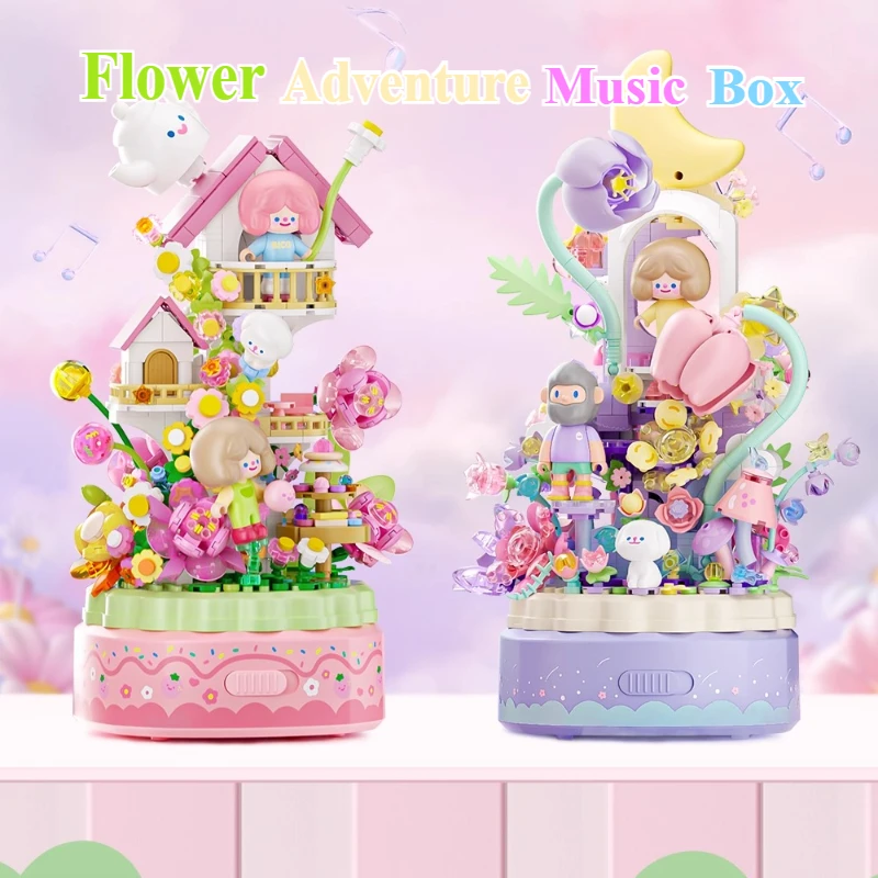 원더 문 유니콘 뮤직 박스 소형 블록 조립 DIY 퍼즐 장난감 모델 어린이 생일 선물 장난감 장식용