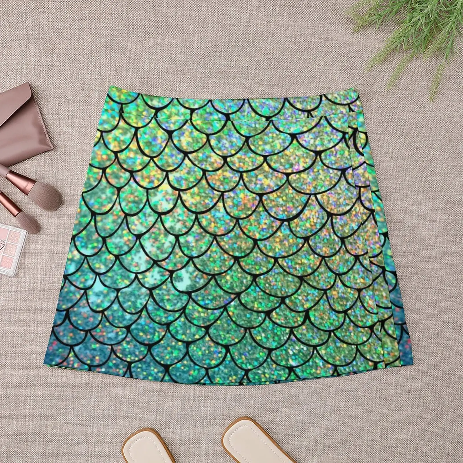 Colorful Glitter Mermaid Scales Mini Skirt Skort for women Women skirts