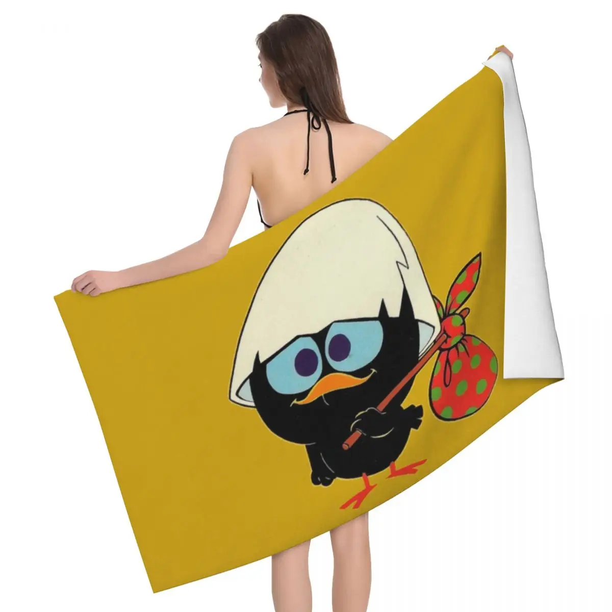 

Custom Kawaii Calimero Chiken Soft Linen Microfiber Beach Bath Towel Quick Drying Cartoon Anime Bathroom Sports Towels