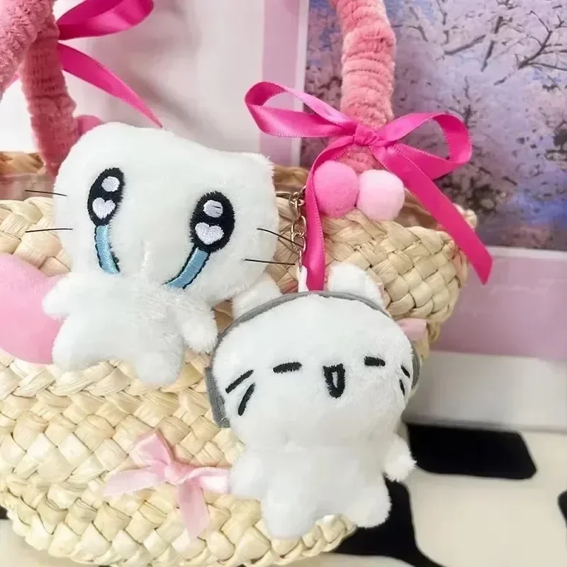 Cute Headphones Kitten Couple Keychain Mini Crying Cat Doll Plush Keyring Cartoon Dog Bee Bag Pendant Charms Backpack Decoration image 6
