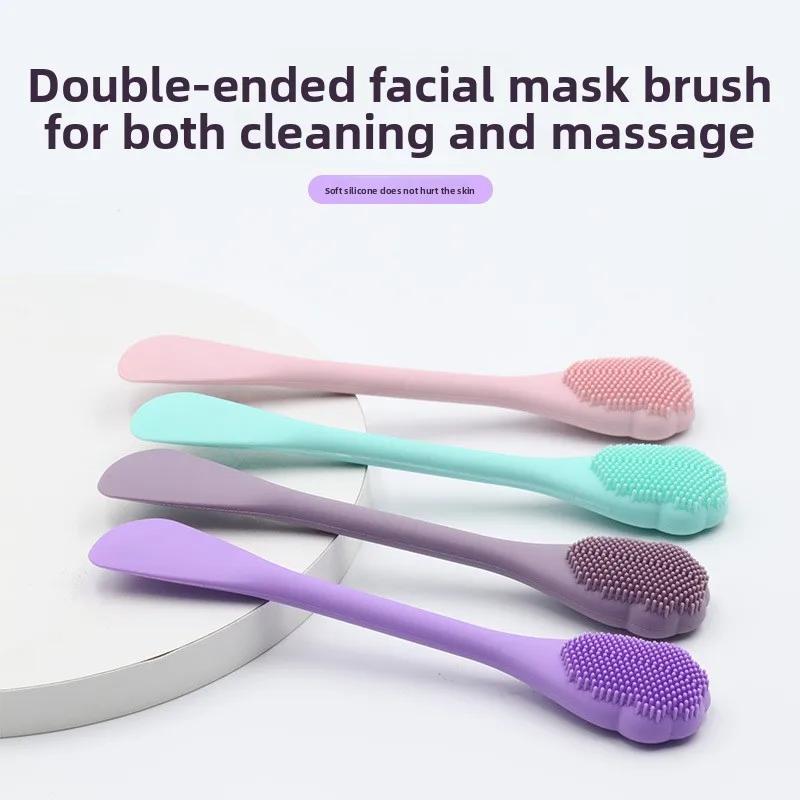 1PC Tweekoppige Siliconen Gezicht Reiniging Scrubber Borstel Gezichtsmasker Borstels Applicator voor Vrouwen Gezicht Make-Up Borstel Huidverzorging