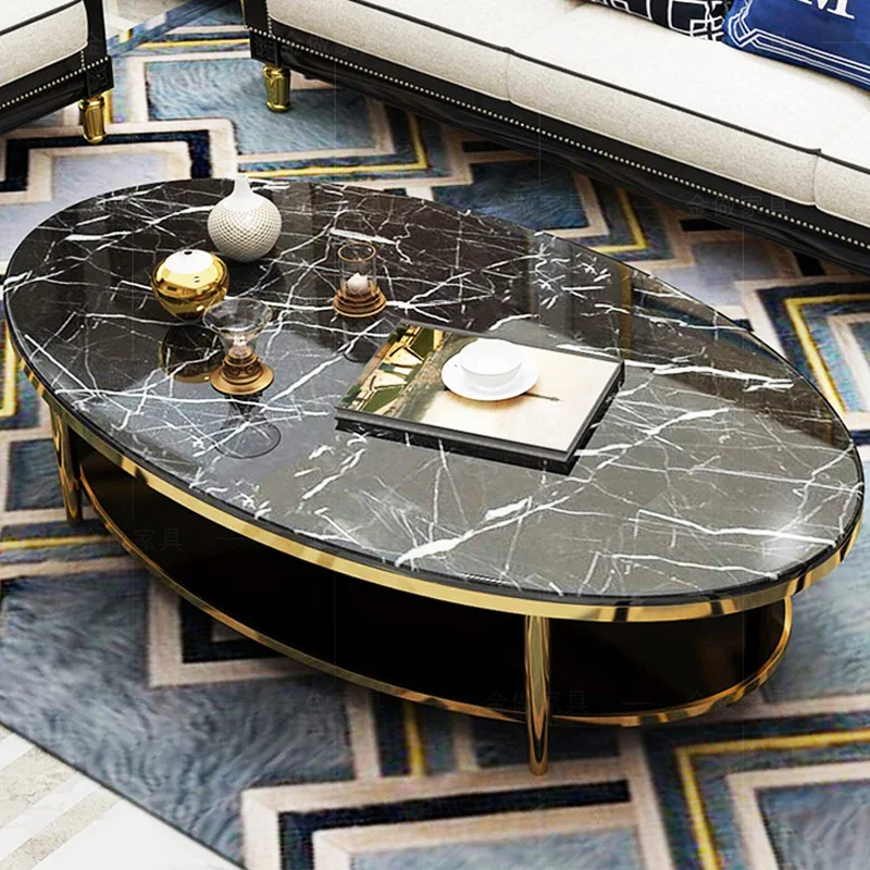 Nordic marble coffee table oval shape