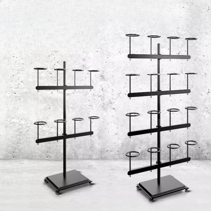 Construction site helmet hanger workshop shelves hard hat wall hanging non-punching floor mobile hat display stand