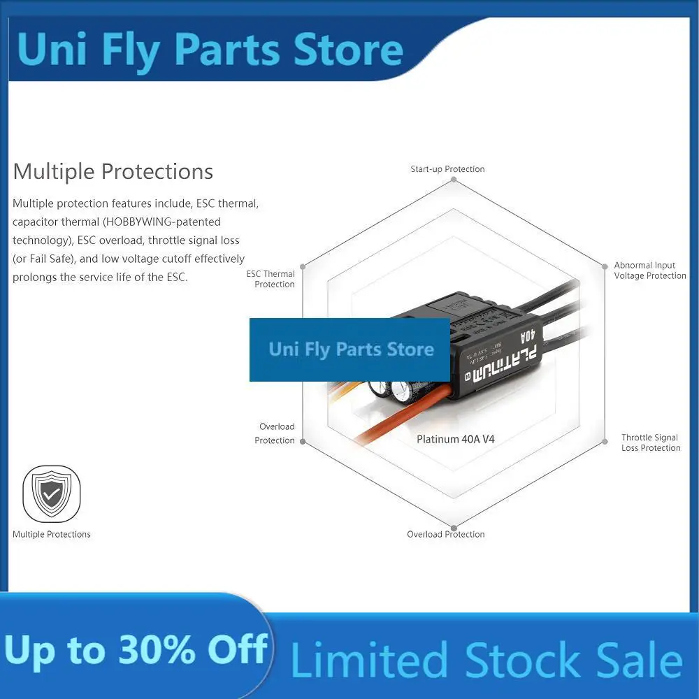 UniFly​HOBBYWING Brushless ESC Platinum 25A 40A 80A 120A 150A 180A 260A 32-bit Brushless ESC For RC Helicopter Fixed Wing Aircra