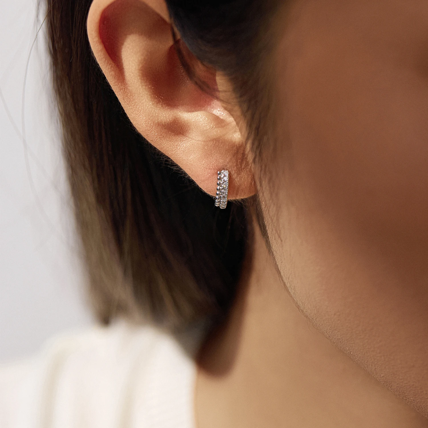 MODIAN D Color Moissanite Hoop Earrings 925 Sterling Silver Light luxury Simulated Diamond Earrings For Women Fine Jewelry