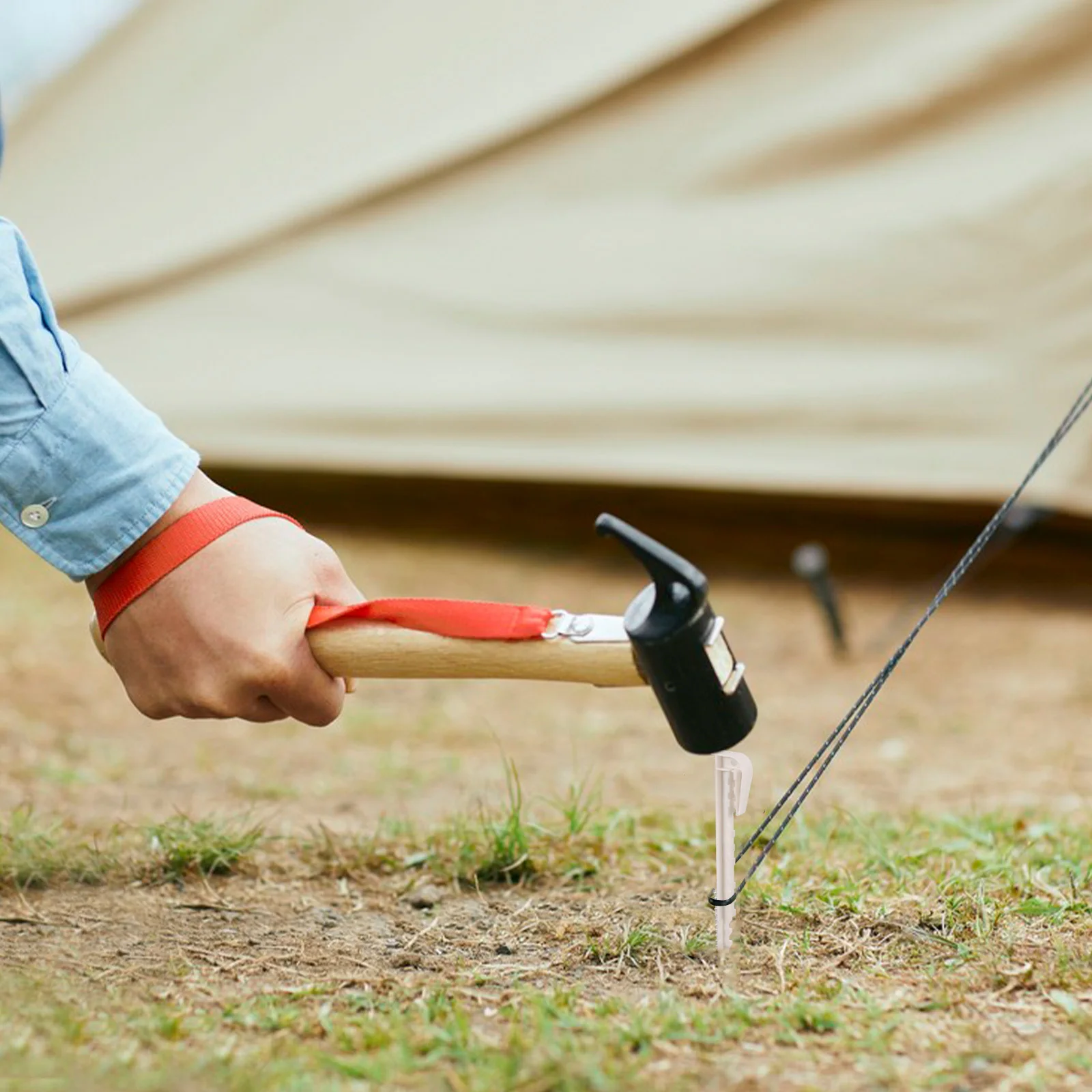 20 قطعة أوتاد الخيمة الخارجية أوتاد الشاطئ البلاستيكية المظلة أوتاد الأرض السنانير التخييم البستنة المناظر الطبيعية حصص الأبيض