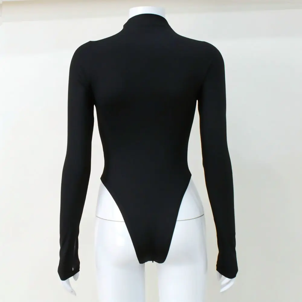 Sexy Long Sleeve Bodysuit Women Slim Fit Mesh Patchwork Leotard High Elastic Trendy Streetwear Clubwear Summer Tops