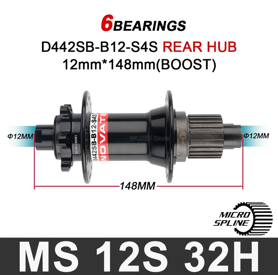 Novatec D442SB-B12 Boost 110-148mm x 12mm Thru Axle 142x12mm 32