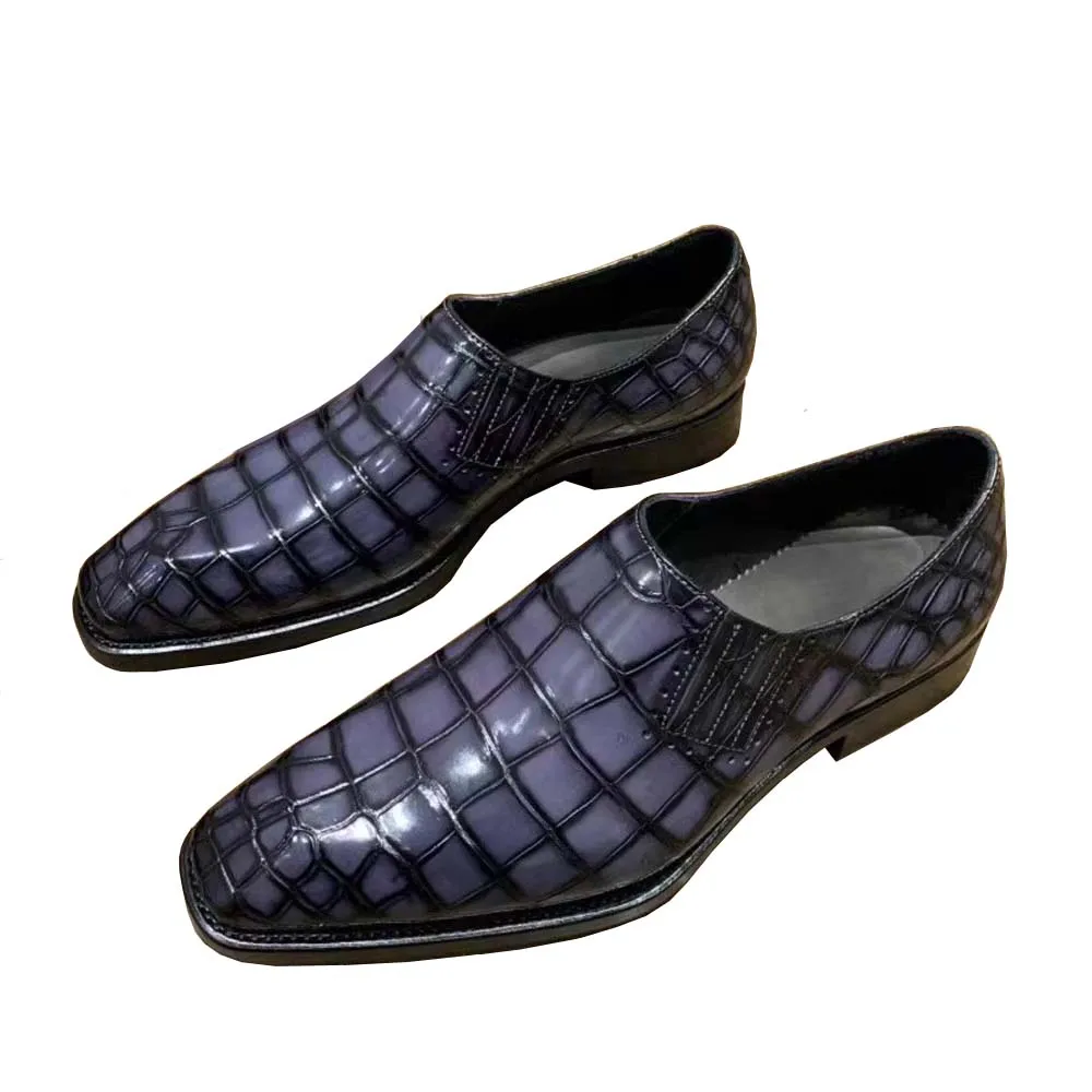 

eyugaoduannanxie new arrival shoes handwork Brush color men fromal shoes male crocodile shoes Men's shoes