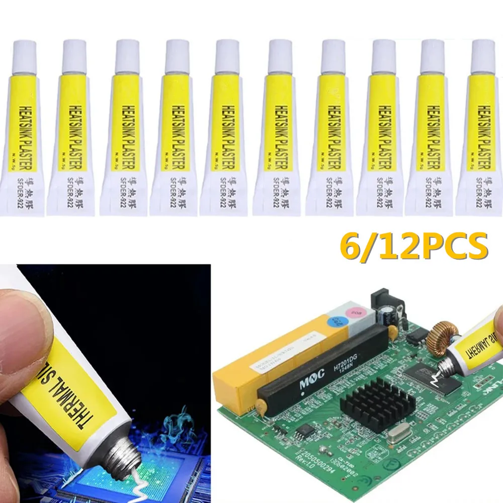 6/12PCs Thermal Glue Conductive Paste Viscous Adhesive Conductive Heatsink Plaster Glue For Chip VGA RAM LED IC Cooling Radiator