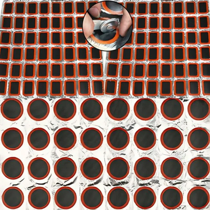 

48 шт., резиновая накладка для ремонта велосипедных шин, круглая квадратная портативная накладка для внутренней камеры шин, инструменты для ремонта автомобильных велосипедов, аксессуары