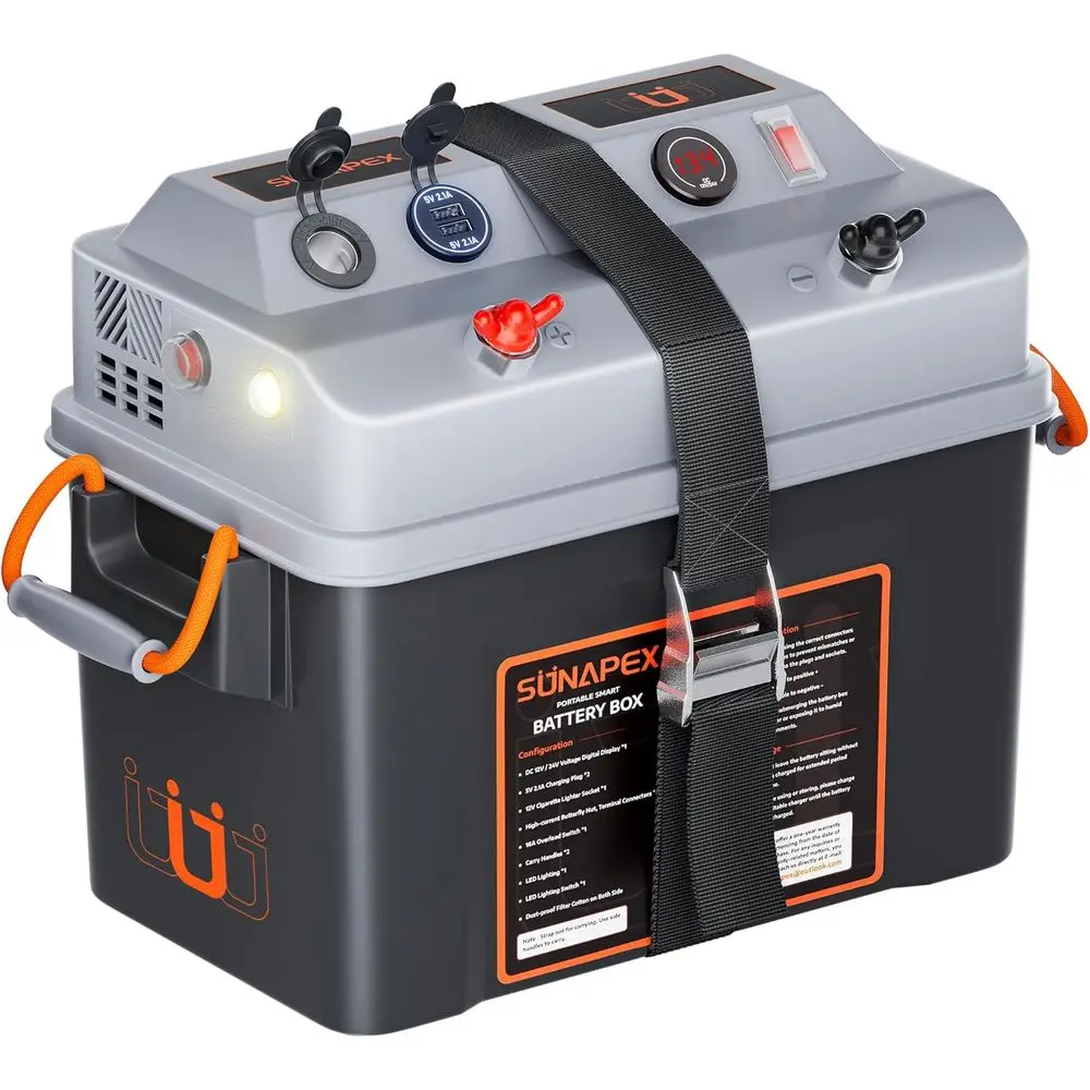 

Умный блок питания Smart Battery Box 12В/24В - Многопортовый, с автоматическим выключателем, для троллинговых моторов, морского применения, автодомов и панелей управления (без аккумулятора)