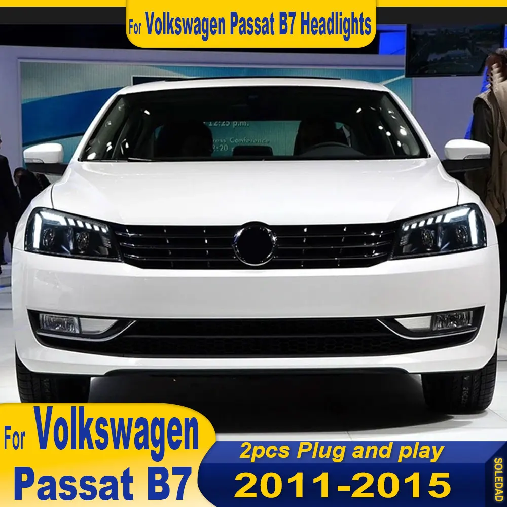 LED Head Lamp for VW Passat B7 Car Headlights 2011-2016 Passat LED Headlight Projector Lens Drl Dynamic Signal Auto Accessories