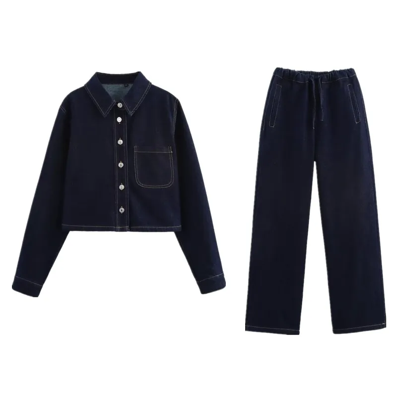 

Spring 2025 Women's Cotton Long Sve ort irt Jeans New Arrival Faionable mid Waist Long Pants for Young Women 25-35