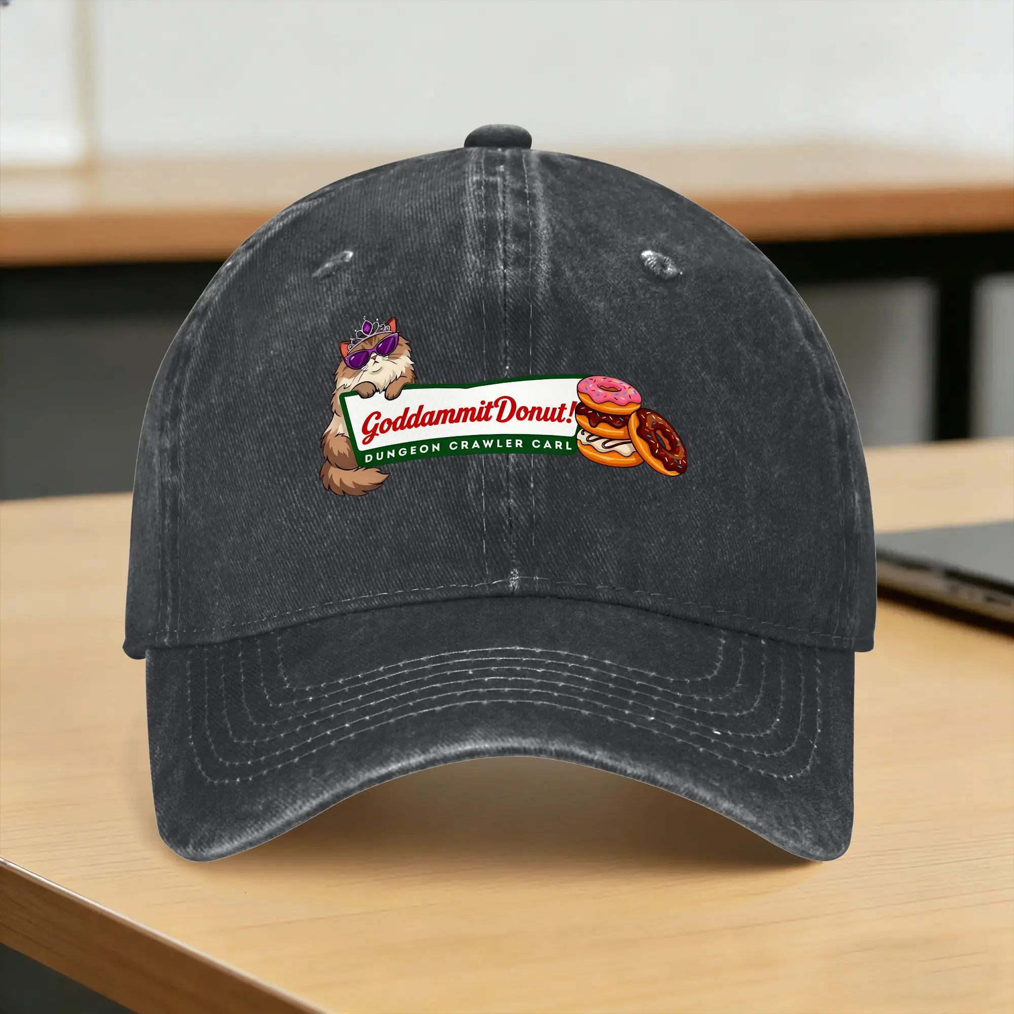 Summer Dungeon Crawler Carl Goddammit Donut Baseball Cap Sun  Sun Visor Custom DIY Washed Hip Hop Hats Camping Baseball Caps