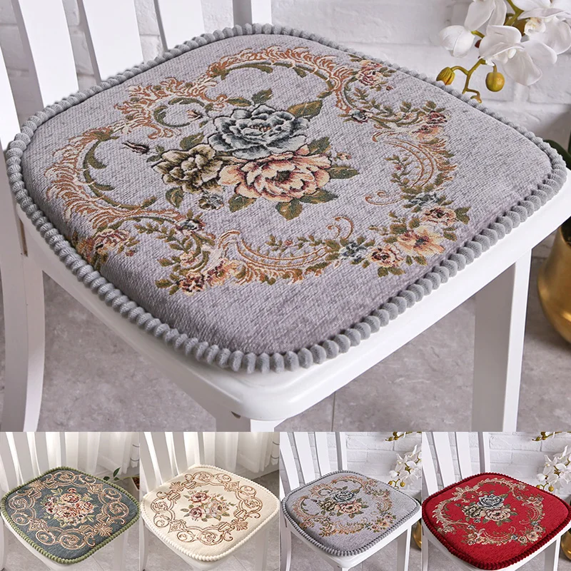 

European-style Classical Jacquard Dining Chair Mat Four Seasons Universal Stool Non-slip Pad Home Living Room Decor Seat Cushion