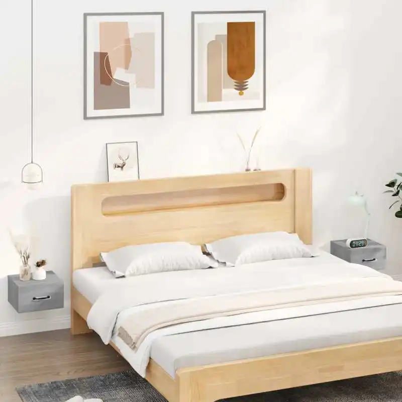 Table de chevet murale pour chambre à coucher – un meuble mural gain de place en bois robuste avec une surface lisse et une table de chevet moderne en bois composite à compartiment ouvert, facile à nettoyer, avec rangement intégré pour chambre à coucher