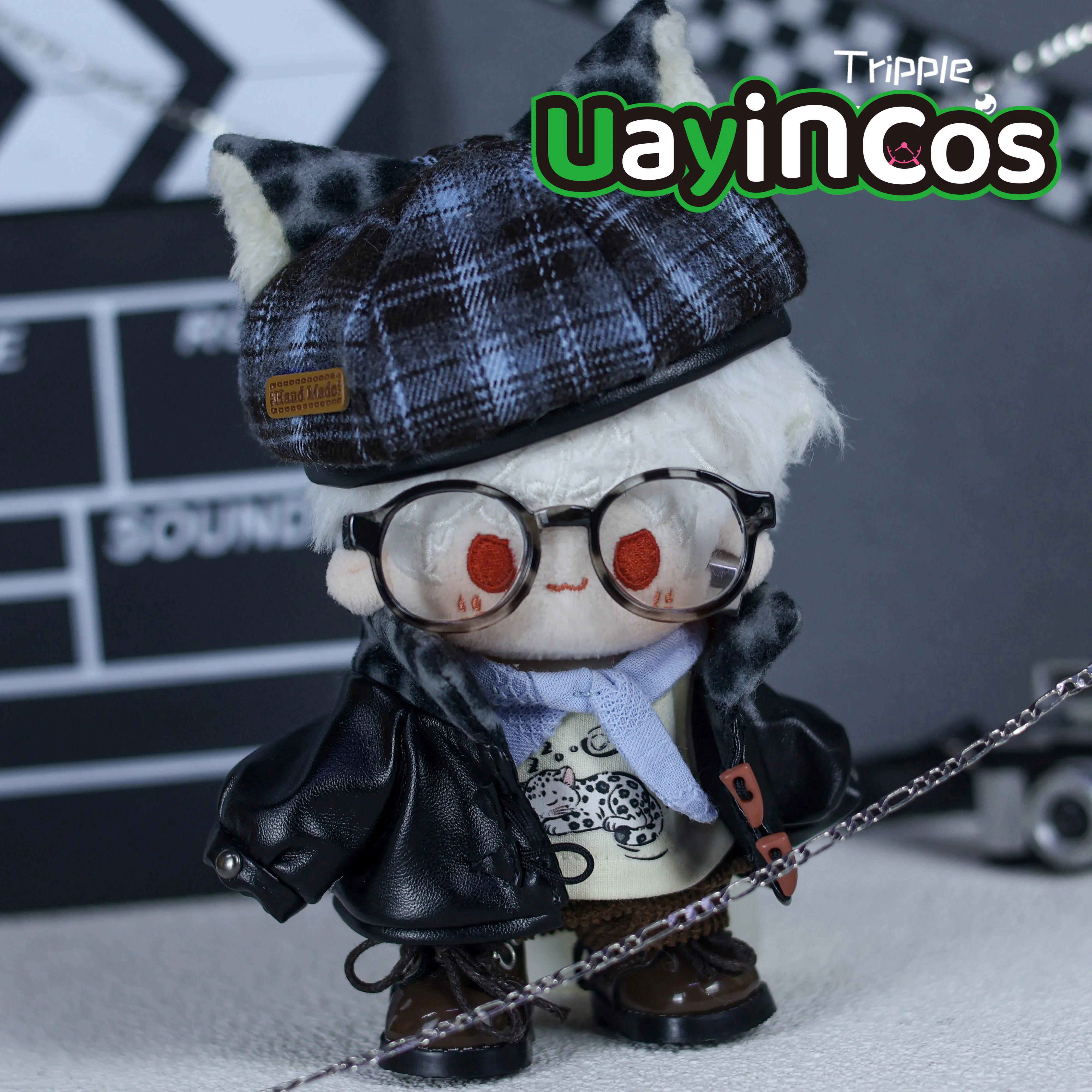 

10cm Doll Clothes Snow Leopard Ear Hat Leather Clothes Glasses Clothing Suit Doll Accessories Anime Game Toy Kids Gifts Cosplay
