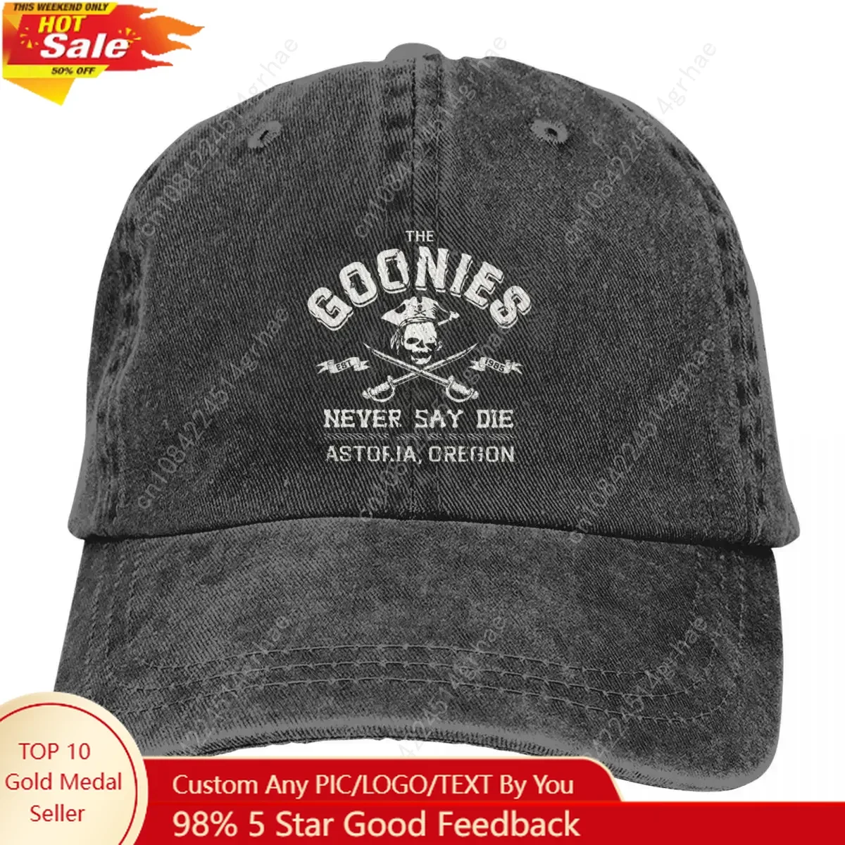 

The Goonies Vintage Circa 1985 Accessories Men Women Trucker Hat Distressed Denim Caps Hat Retro Outdoor Summer Adjustable