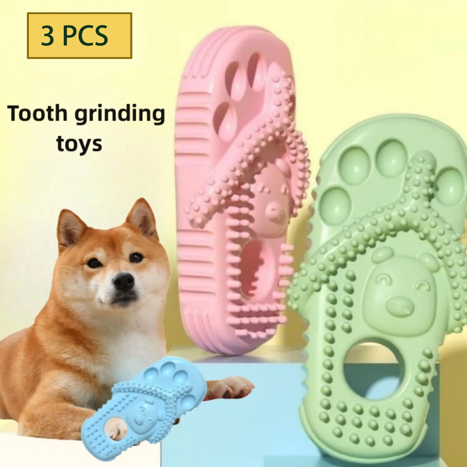 Slippers Toys Pets Biting Cats Dogs Protruding Points Grinding Cleaning Teeth TPR  Food Clip Cute Interesting Desig Dog tag Dog